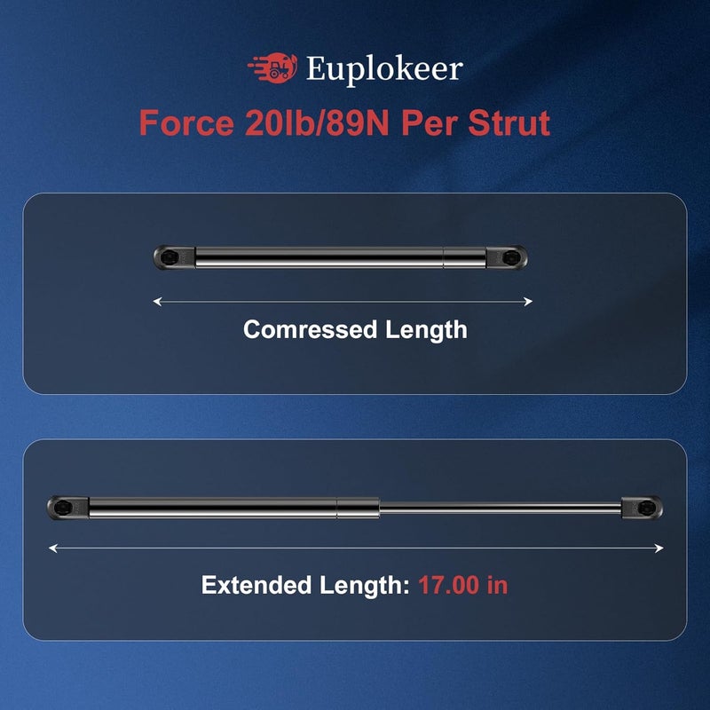 Euplokeer Qty (2) C16-15645 GSNI-5200-20 17in 20lb/89N Universal Gas Strut Shock with Mounting Bracket for Truck Cap Camper Shell Topper Window, SL36-20 ML16-20 Lift Support for RV Door Boat Parts - Image 2